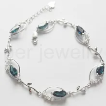 Природный сапфир браслет-цепочка происхождения реальный синий сапфир 925 серебро цветок стиль 0.75ct* 6 шт. Самоцветы#16122101