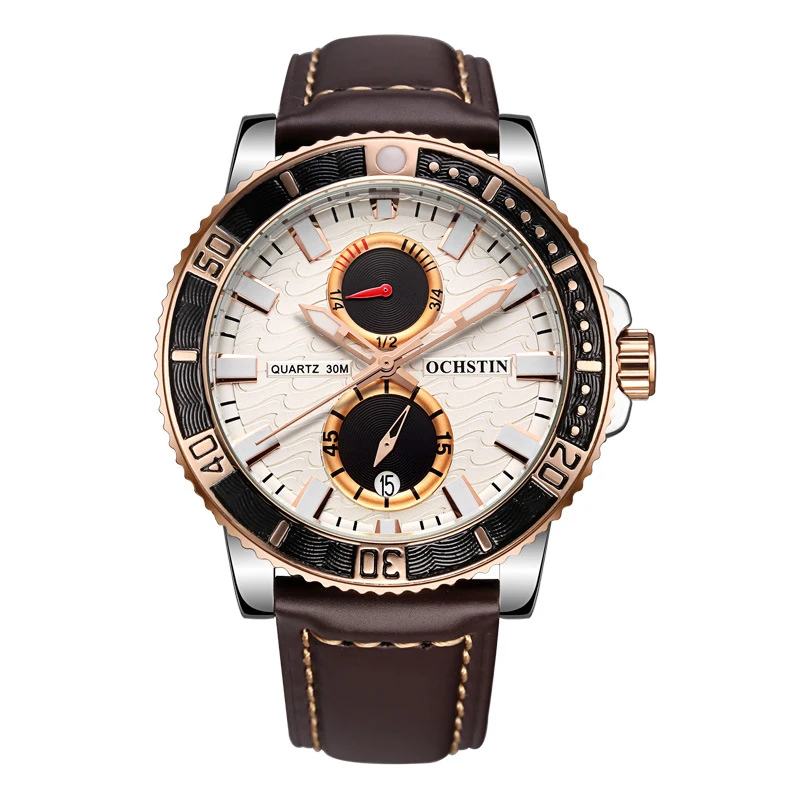 Fashion Men Quartz Watch 2016 Brand New Multi functional Casual Sports Male Watch Genuine Leather Belt