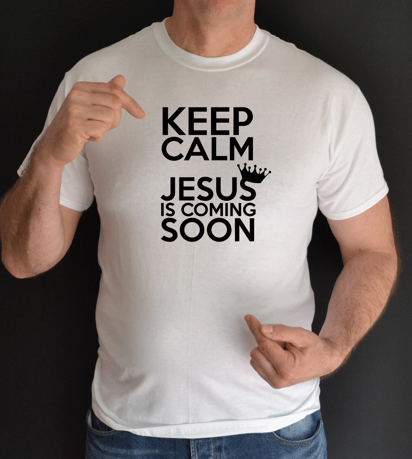 KEEP CALM,JESUS,CHRISTIAN,GOD,RELIGION,FUN,T SHIRT Free shipping Tops t