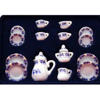 

Lot of 15PCS Porcelain Dollhouse Miniature Coffee Tea Cup Set