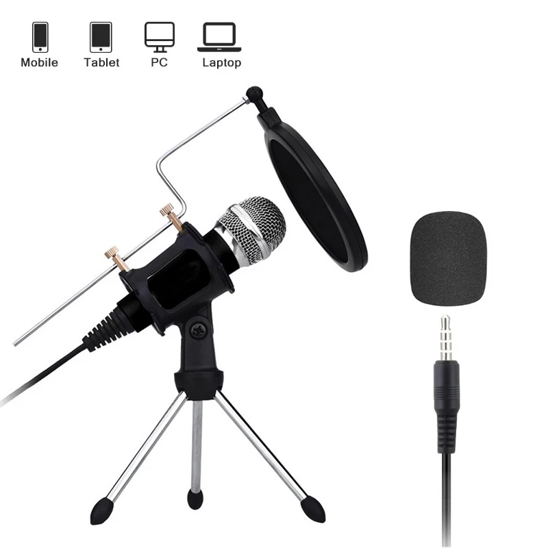 

Professional Podcast Condenser Microphone for Computer with Stand for Phone PC Microphone iphone 3.5mm USB microfone Karaoke Mic