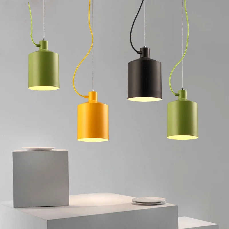 

Modern Iron Colorful Pendant Light Restaurant Living Room Bedroom Corridor Lobby Small Droplight Scandinavian scandinavian