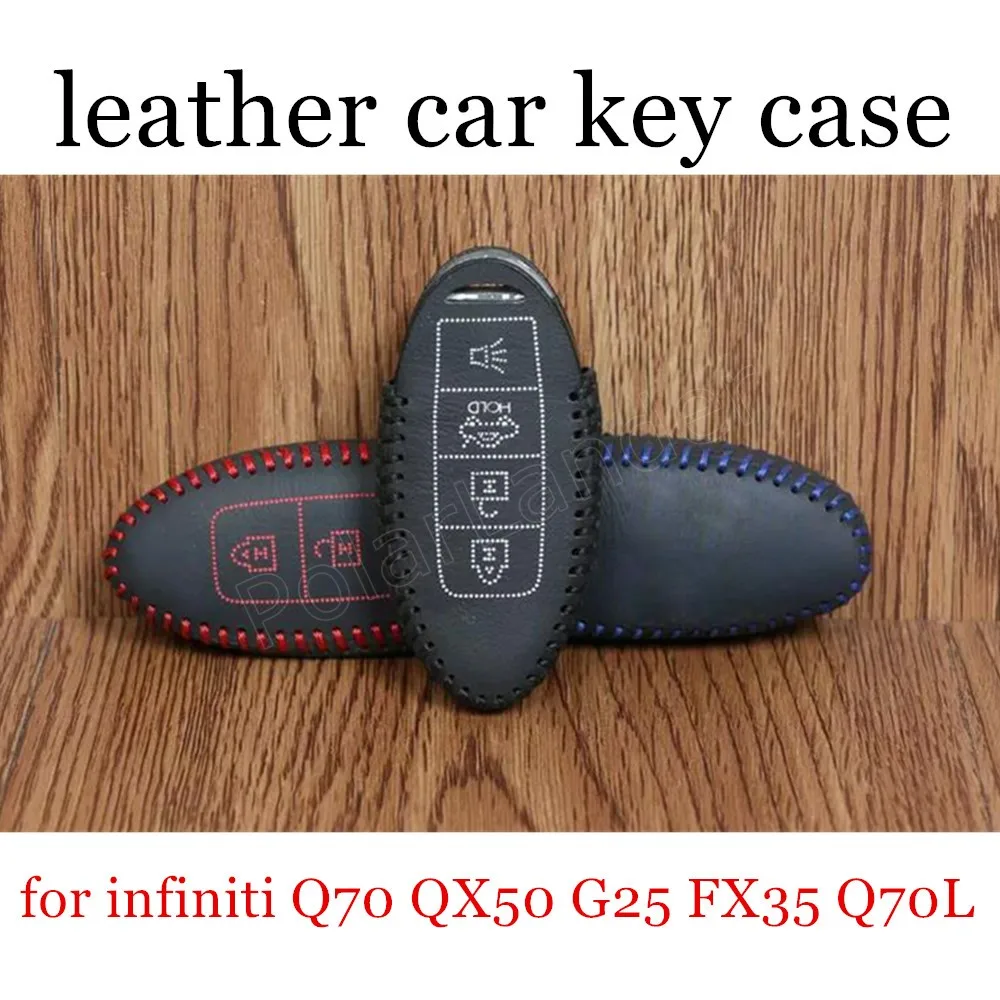 

Only Red car styling Leather Car Key Case Hand Sewing Car Key Cover fit for Infiniti Q70 QX50 G25 FX35 Q70L Q60(2013) QX80