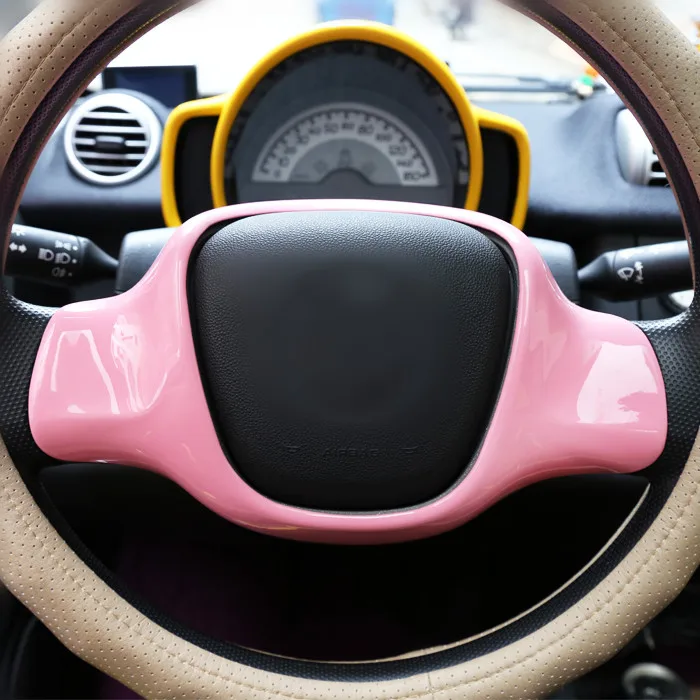 Пластиковая рулевая панель рулевого управления автомобиля, крышка для Smart fortwo 2009 2010 2011 2012 2013, литье на руль - Название цвета: Розовый