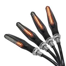 BJMOTO 4 PCS 12V Universal Motorcycle Turn Signal Light Flowing Water Ambe Color 12 LED SMD Indicator Blinker Flash Bike Lamp
