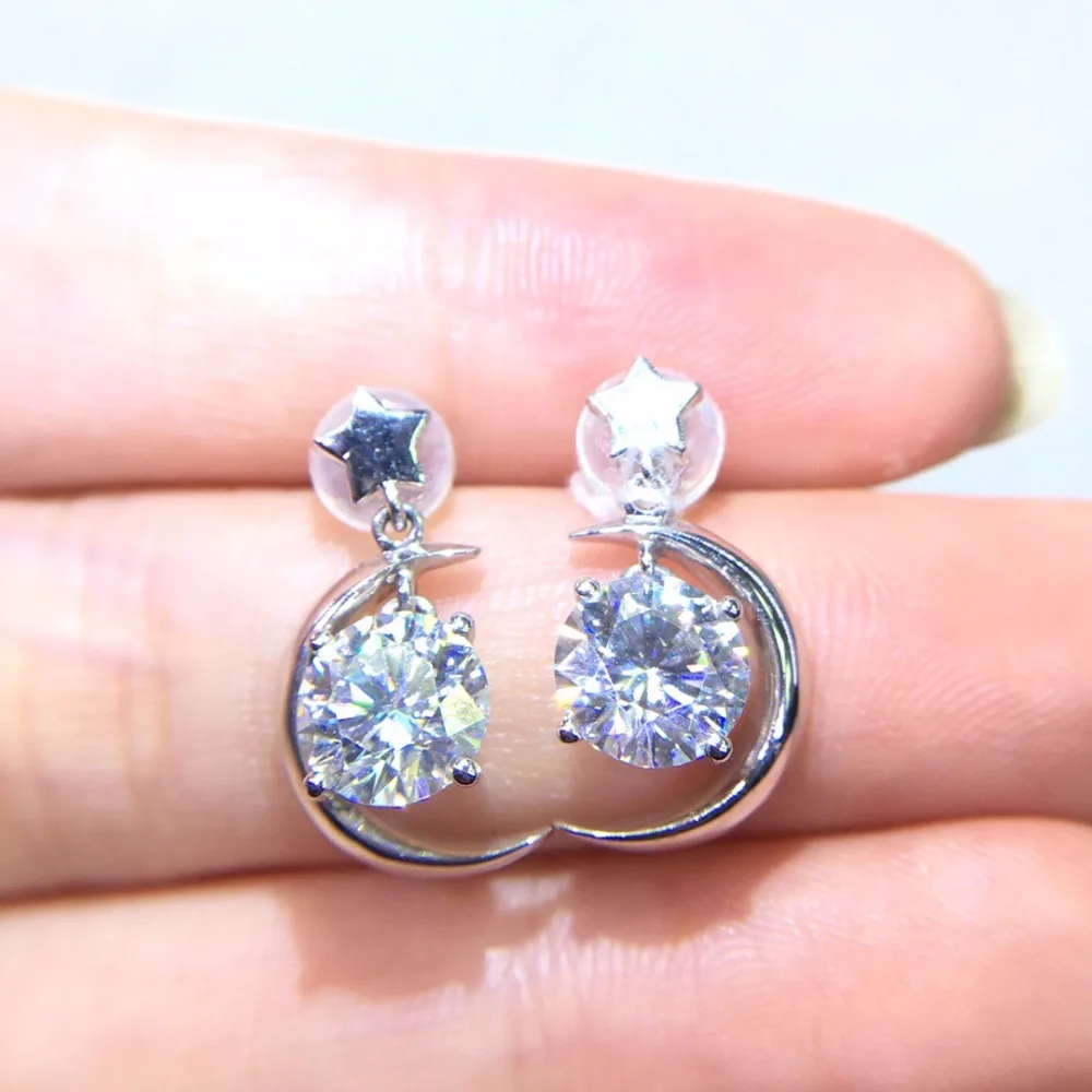 Настоящие хорошие драгоценности из золота 18 карат AU750 G18K 2ct Муассанит Серьги с алмазами для Для женщин изысканные серьги