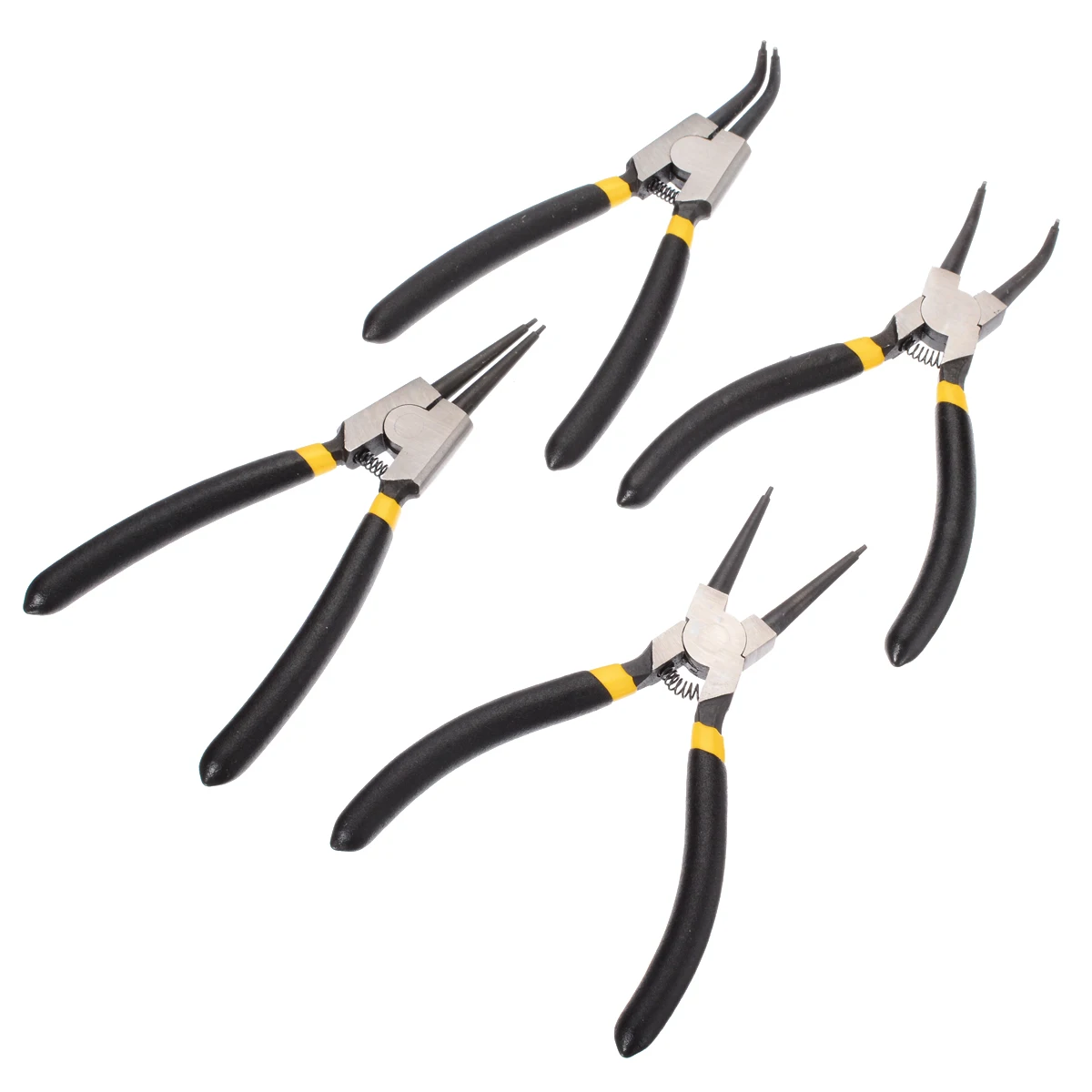 4pcs Straight/Angled Circlip Pliers Snap Ring Plier Set 6" Portable Internal External Ring Remover Retaining Curved Tip Plier