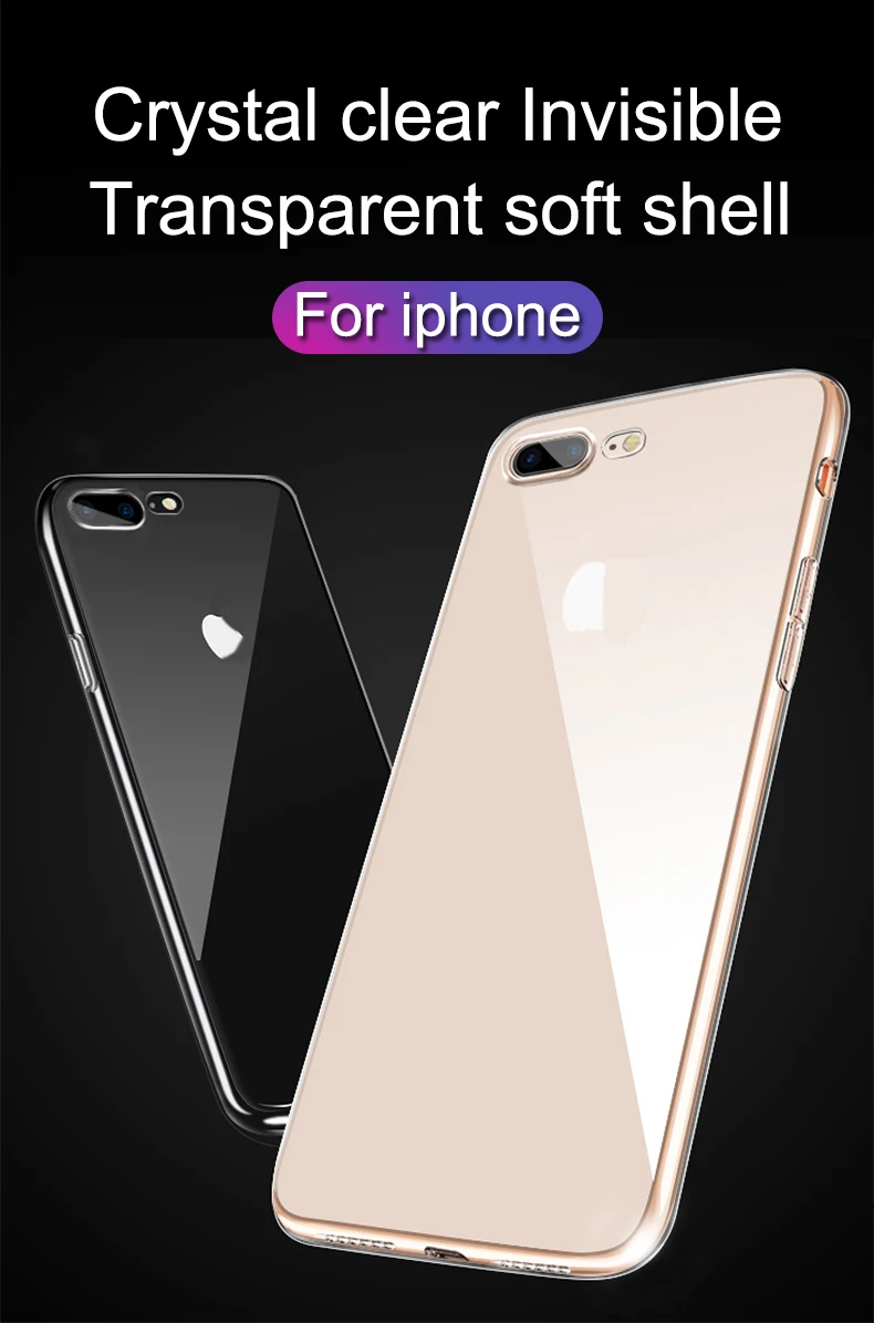 Ultra thin Clear Transparent TPU Silicone Case For iPhone XS MAX XR 6 7 6S 5 Plus Protect Rubber Phone Case For iPhone 8 7 Plus rhinoshield case