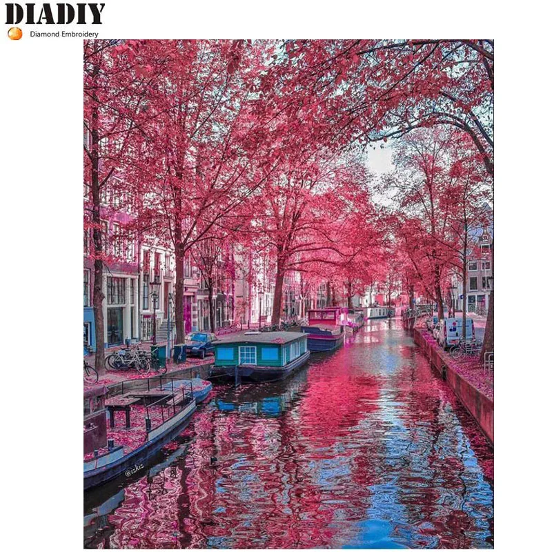 5D DIY diamond embroidery Street view Dutch landscape diamond painting