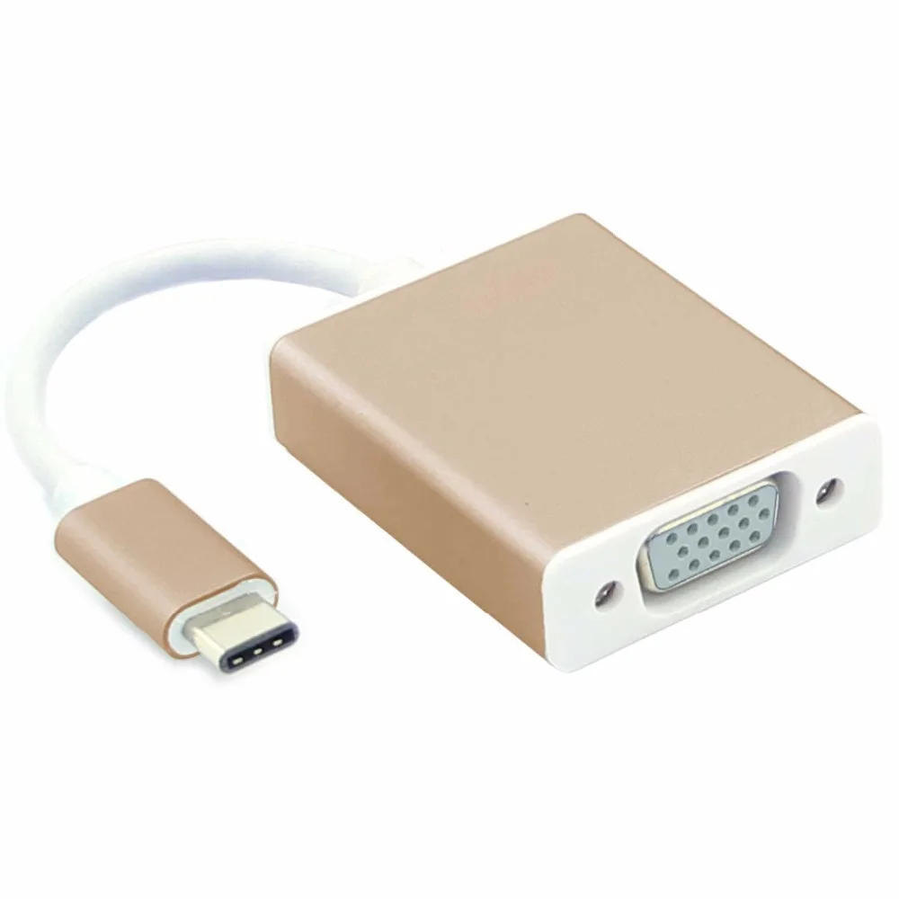

KUYiA Free Shipping USB 3.1 Type C to VGA Adapter 1080p Hdtv Adapter Cable with Aluminium Case For New 12 Inch Macbook