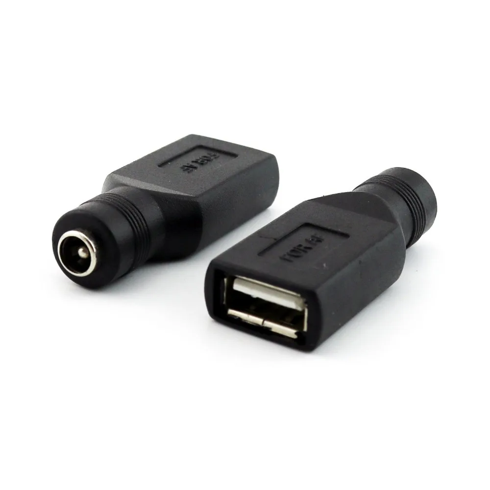 10x USB 2,0 до 5,5 мм x 2,1 мм Женский Джек DC Мощность преобразователь, зарядное устройство, адаптер соединитель прямой черный