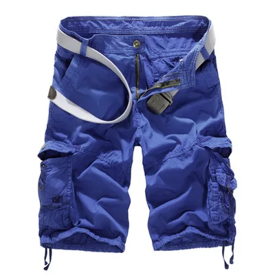 ZY новые мужские брюки со многими карманами Летние Шорты однотонные складные до колена армейские Шорты Cargo Уличная Повседневная спортивная