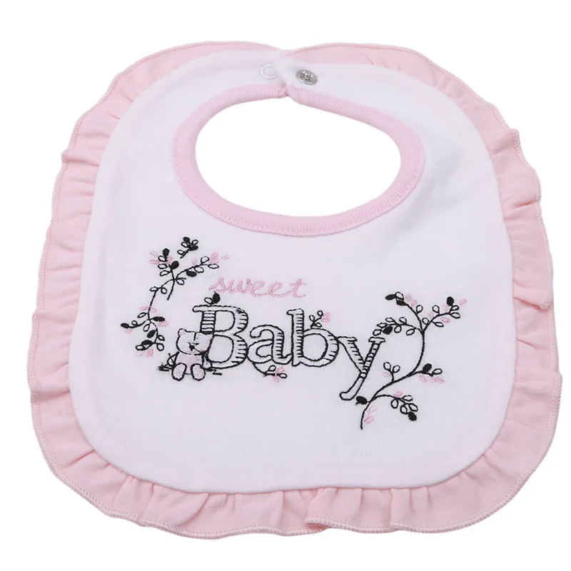 1PCS Lovely Newborn Baby Bibs Embroidery Bib Bandana Newborn Bibs For
