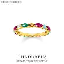 Золотой, цветной камень кольцо, Томас Стиль Свадебные наборы Glam мода хорошее украшение для женщин, Ts подарок в 925 пробы серебро