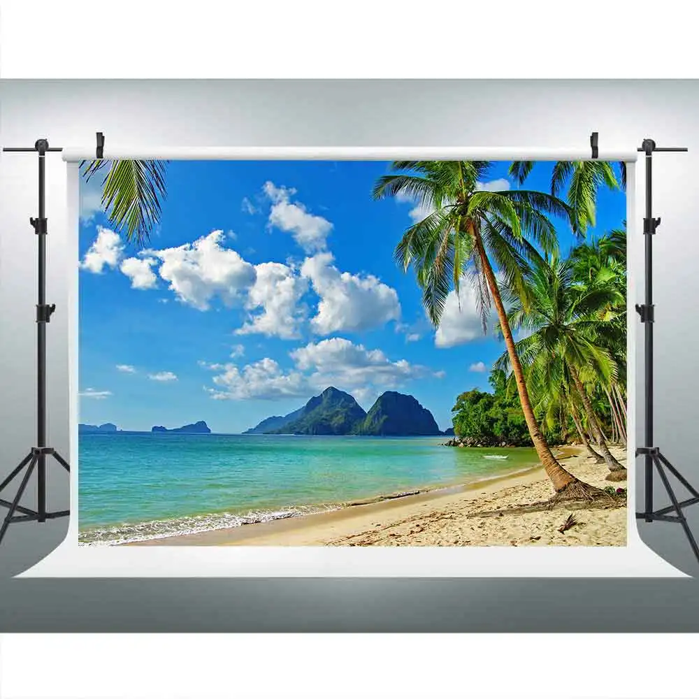 

MTMETY Summer Tropical Backdrop Customized Beach Photo Backdrop for Picture Mona Party Photography Props