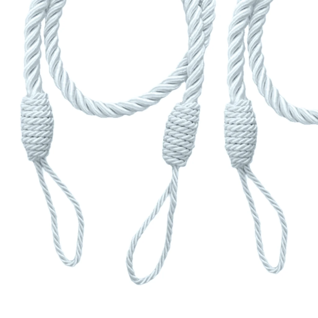 4 PCS Rope Curtain Tiebacks Tassel Thick Twisted Living Room Bedroom Decoration Silver Grey