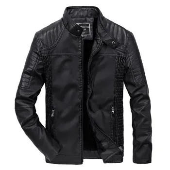 

New winter men's leather jacket motorcycle men's jacket plus velvet PU leather coat Windproof