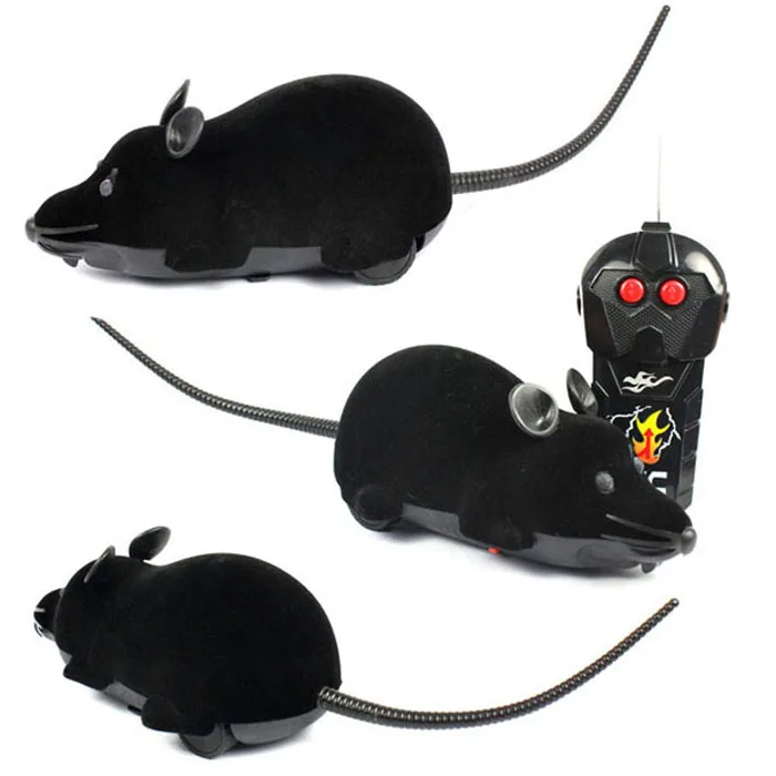 

Funny Scary RC Simulation Plush remote control Mouse Mice With Remote Controller Kids electric toys Gift Black #TX