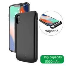 Батарея чехол 5000 мАч/4000 мАч для iphone XR XS MAX Магнитная батарея зарядное устройство чехол для iphone 6 7 8 плюс X XS 6 7 8 запасные аккумуляторы для телефонов