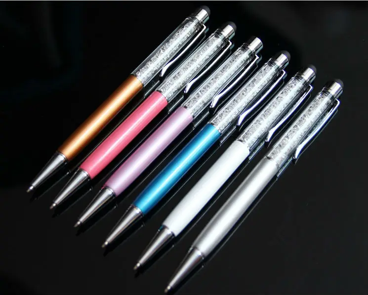 10pcs promotional New 2 in 1 Crystal Diamond 14cm Stylus Pen+Ball Point Pen Function For iPhone 3/4/5GS &iPad for iphone 14 pro 3d diamond lattice laser engraving glitter paper phone case gradient pink