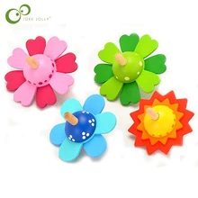 Цветок спиннинг Топ деревянная игрушка мини гироскоп детский гироскоп повернуть его, чтобы расцвести кончики пальцев деревянные игрушки для детей подарок для ребенка WYQ