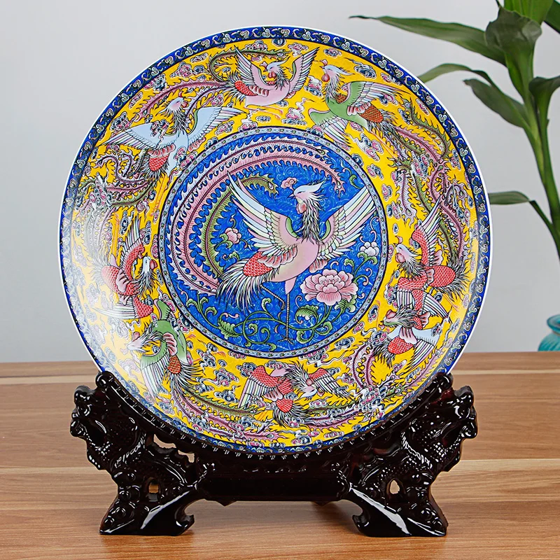 Художественная керамическая декоративная тарелка Fengshui старинное китайское