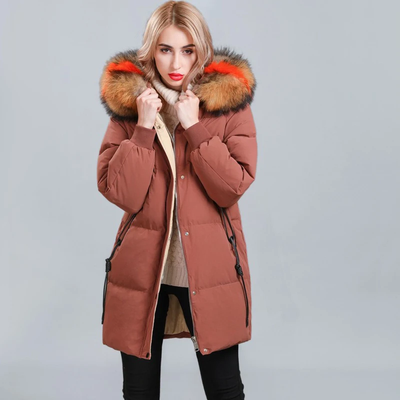 Coats Womens Women Jackets Winter Parka Real Raccoon Fur