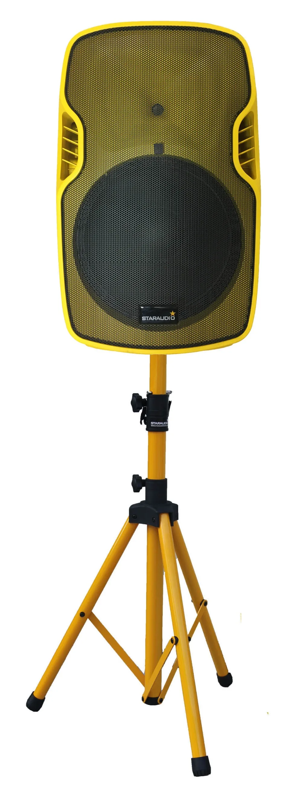15 inch powered pa dj stage yellow  speaker usb bluetooth audio party stage speaker with speaker stands