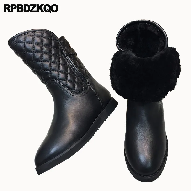 Celebrity Sheepskin Shoes Luxury Mid Calf Handmade 2018