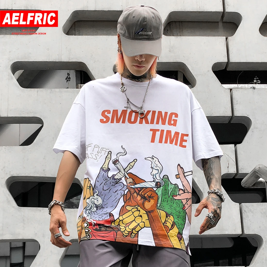 

AELFRIC Japanese Style Creative Pattern Print Men Tshirts Fashion 2019 Summer Casual Harajuku Short Sleeve Skateboard Streetwear