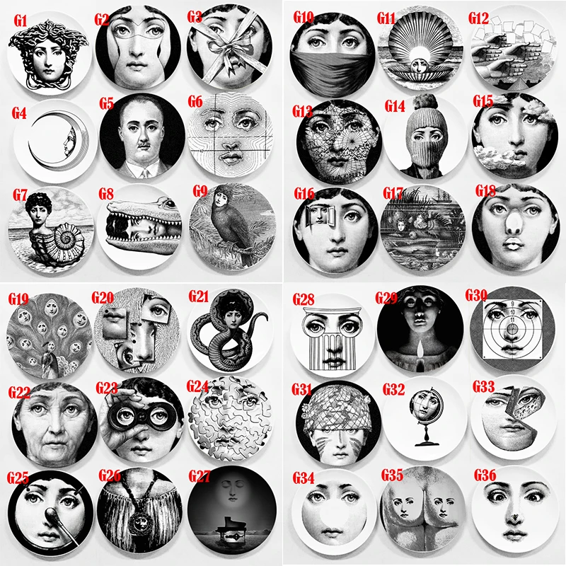 

MILAN style goregous rare Fornasetti plates nordic style wall hanging decorative dish creative ceramic artistic craft decor