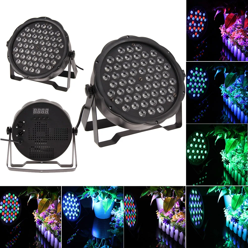 

LED Stage Lights 54W RGB LED PAR Stage Lighting Effect DMX64 Master-Slave Led Flat for DJ Disco Party KTV For US Plug EU Plug
