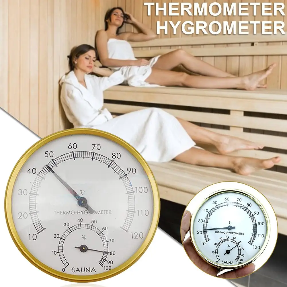 

Sauna Thermometer Metal Case Steam Dial Hygrometer Humidity Temperature Measurement Meter Bath And Sauna Indoor Room Accessory