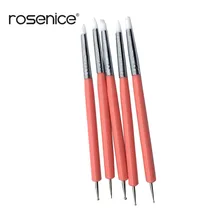 5 шт. силиконовых кейсов гравировальная ручка инструменты для украшения торта для полимерной инструмент для работы с глиной Скульптура 2 ходовой шаровой стилусов инструмент для точечного нанесения маникюра CHW8655