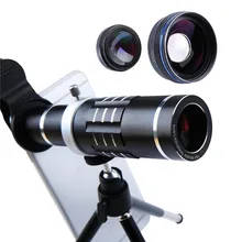 3 в 1 телефон объектив Камера комплект 18x телескопа 0.45X Широкий Ангел макро Объективы для iPhone 7 Plus Huawei смартфон Телефон объектив Комплект