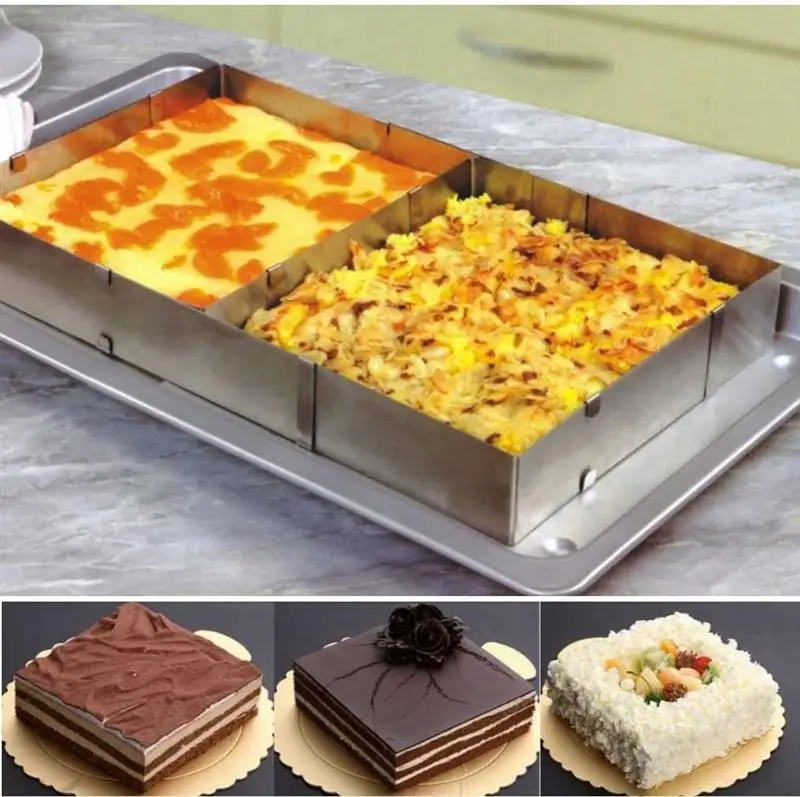 Hot Sale Stainless Steel Square Retractable Adjustable Mousse Cake Ring