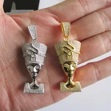 Ожерелье золотой цвет голова Фараона кулон ожерелье для женщин bling iced out ожерелье в стиле панк хип-хоп мужские ювелирные изделия