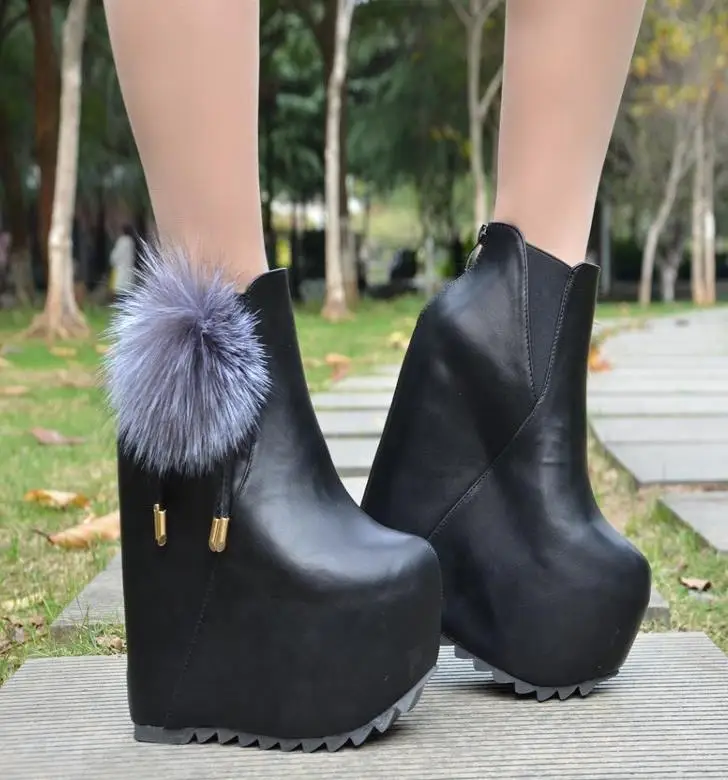 

Autumn and winter new internal raised slope and high heels boots nightclub waterproof table 17cm women's shoes fashion ladies we