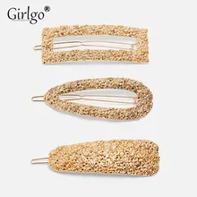 Girlgo ZA винтажная модная металлическая заколка для волос для женщин золотого цвета геометрические массивные Заколки Аксессуары Ювелирные изделия Подарки