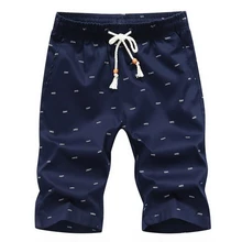 Для мужчин шорты хлопок Рубашки домашние по колено высокое качество эластичная талия тонкая Пляжные шорты печатных свободные брюки летние