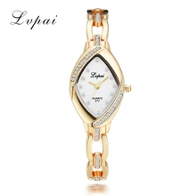 Фотография Lvpai High Quality Bangle Watch Thin Oval Rhombus Gold Rhinestone Watch Women Crystal Clock Ladies Wrist Watches Dress Quartz
