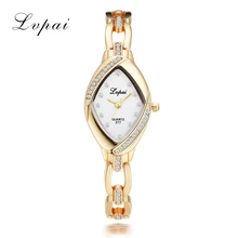 Lvpai High Quality Bangle Watch Thin Oval Rhombus Gold Rhinestone Watch Women Crystal Clock Ladies Wrist Watches Dress Quartz