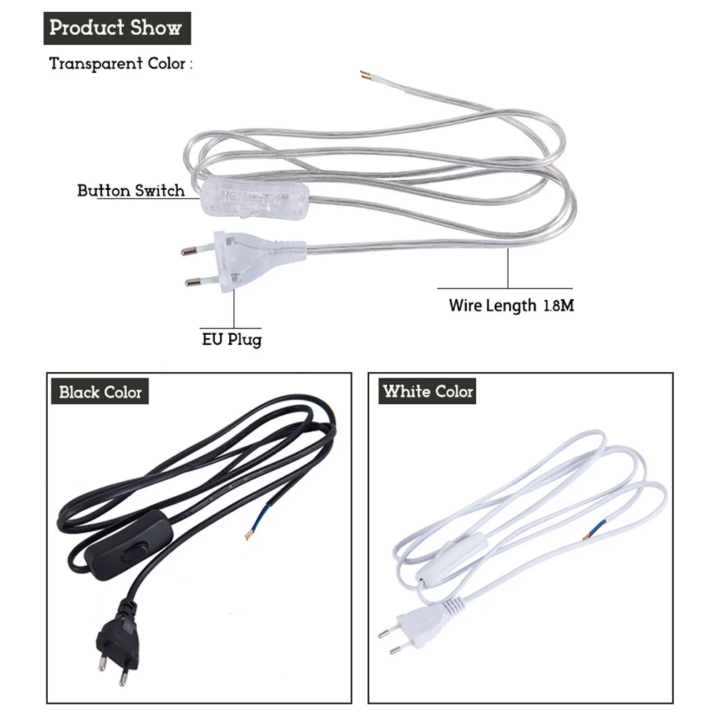 Штепсельная вилка переменного тока, ЕС, Европейский кабель питания, Стандартный, 0,75 мм, евро, ЕС, шнур питания, провода 1,8 м для переключателя, провода, 3 цвета