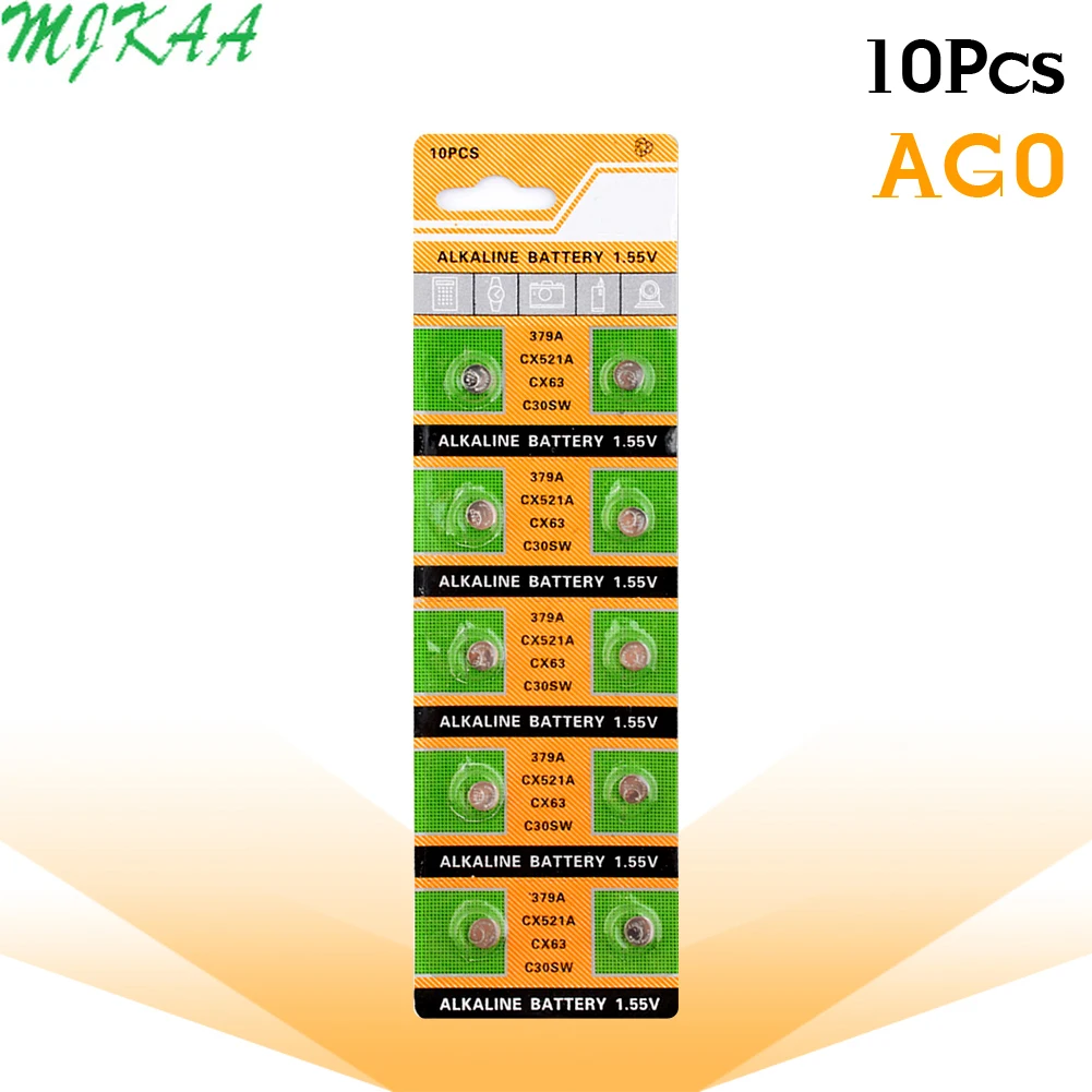 

10Pcs New LONG LASTING 379 SR521SW D379 SR63 V379 AG0 Watch Battery Button Coin Cell MADE IN CHINA 100% Original