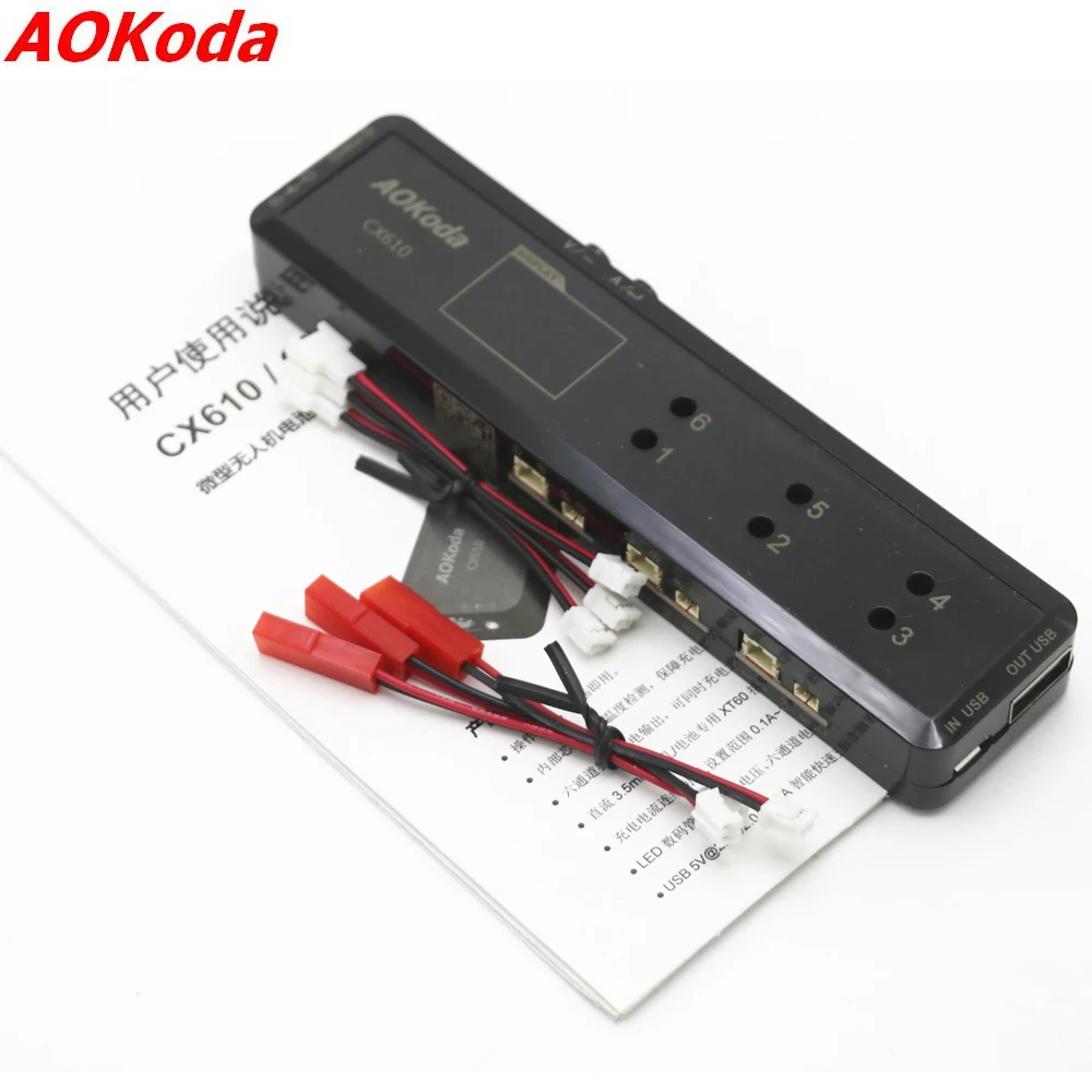 Зарядное устройство AOK CX605 CX610 6CH DC/XT60/USB для 3 7 В 1S Lipo аккумуляторная батарея