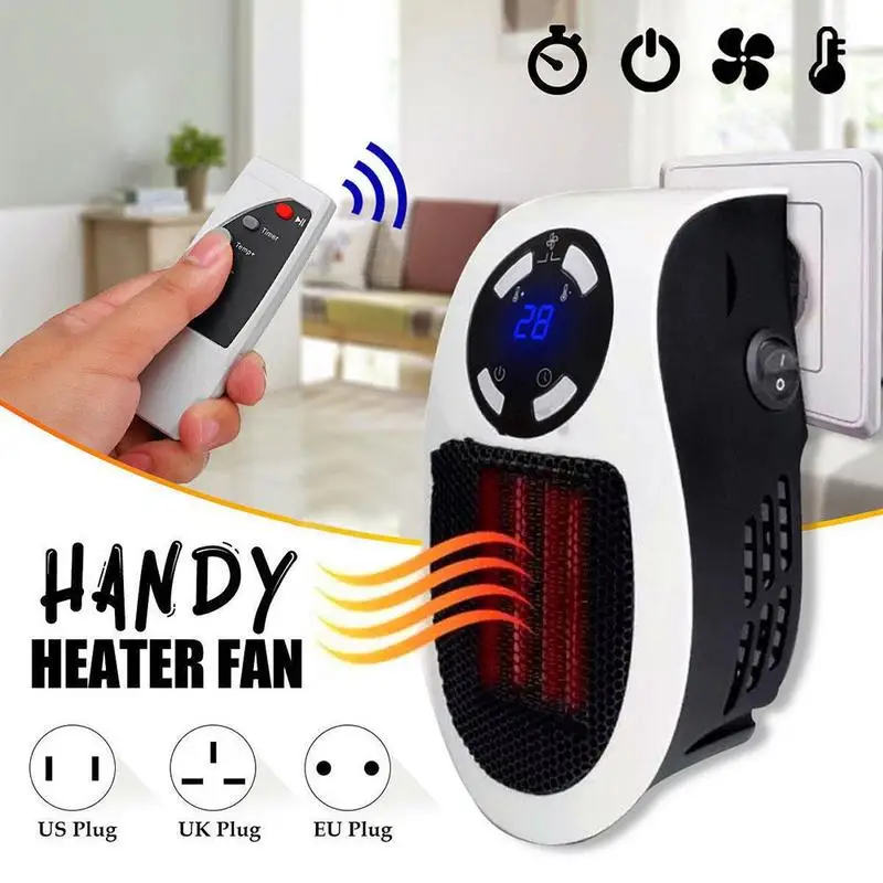 500W Portable Electric Heater Fan Timing Air Warmer Handy Mini Desk