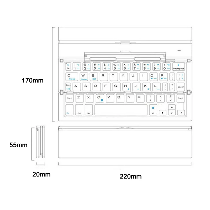 

Portable Ultra Slim Folding Wireless Bluetooth Keyboard with Stand Holder for Phone PC Tablet SD998
