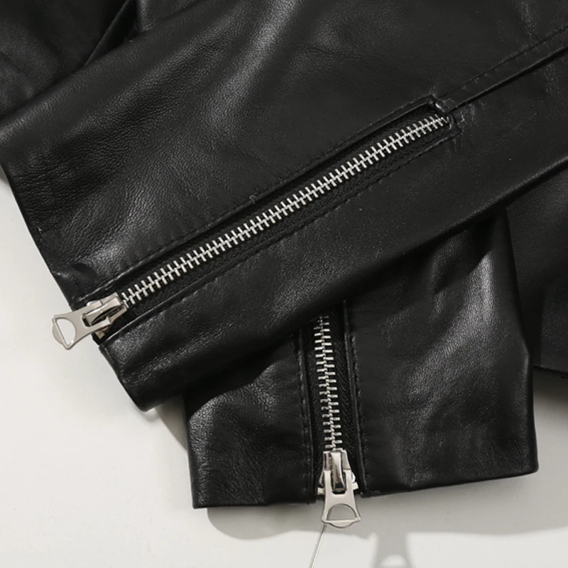 2019 spring version of sheepskin motorcycle jacket leather women's jacket short Slim was thin real leather jacket