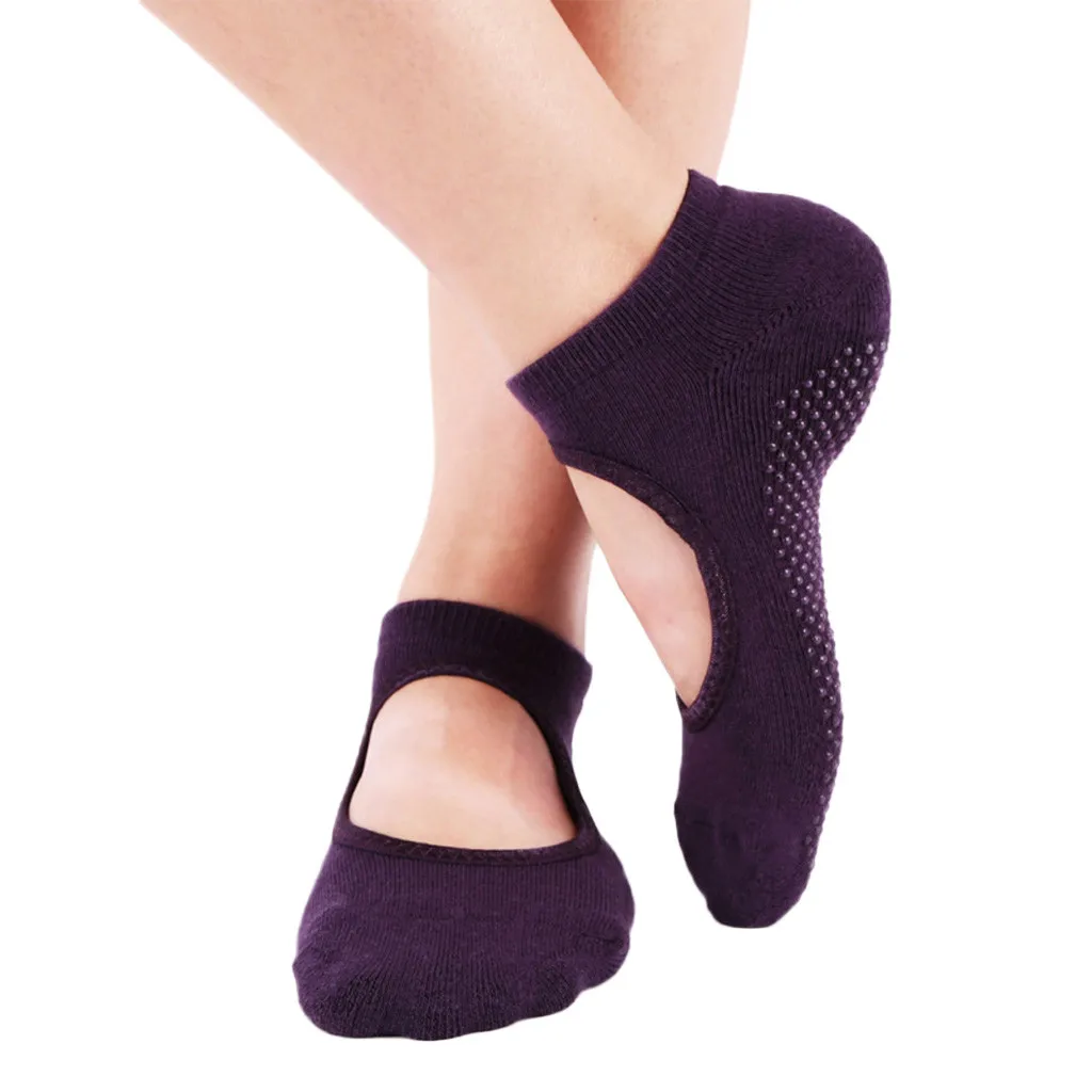 Новинка, KLV Модные женские носки для занятий спортом, пилатеса, Нескользящие короткие носки для балета, 1222