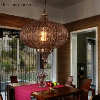 

Mediterranean retro LED Iron Chandelier living room restaurant bar Southeast Asian exotic Chandelier free shipping